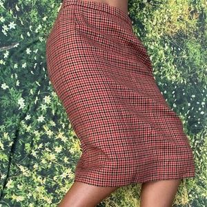 VINTAGE (80s) Pendleton houndstooth high-waisted midi skirt